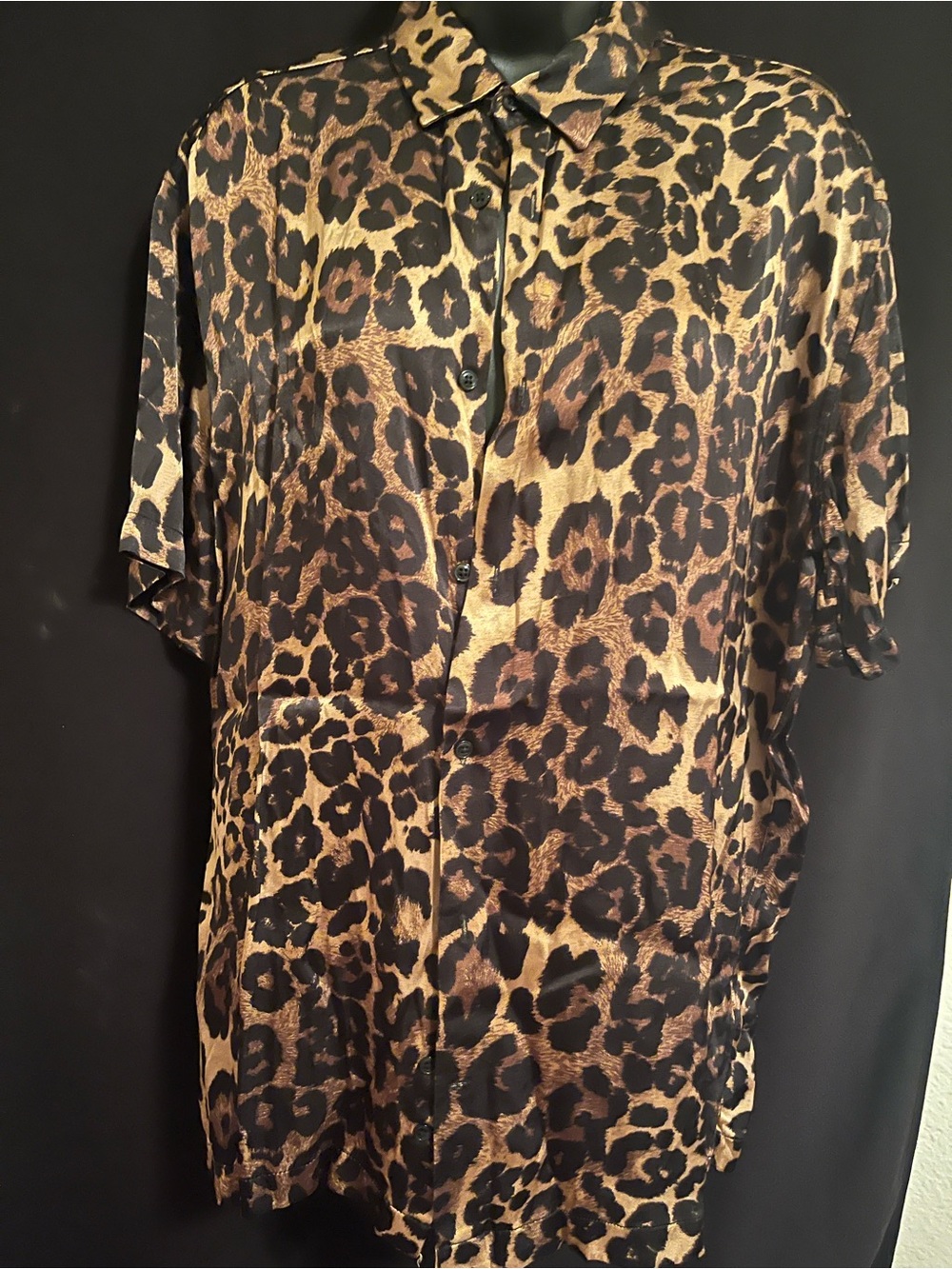 Zara Men's Leopard Print Button-Down Shirt - Black & Brown